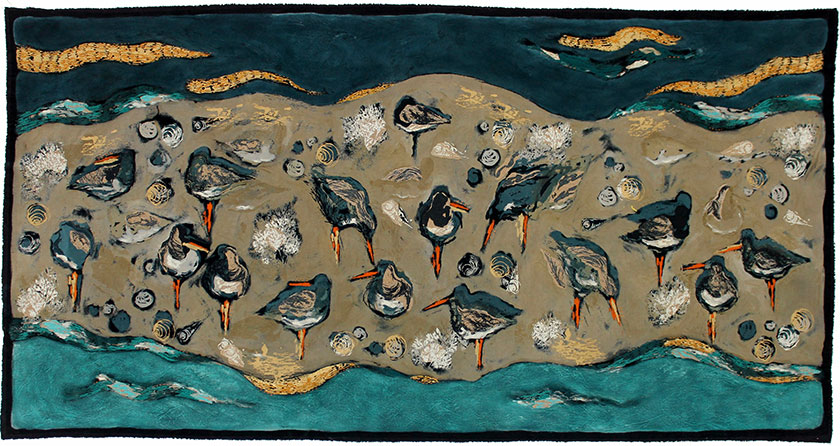 Oystercatchers and Surf